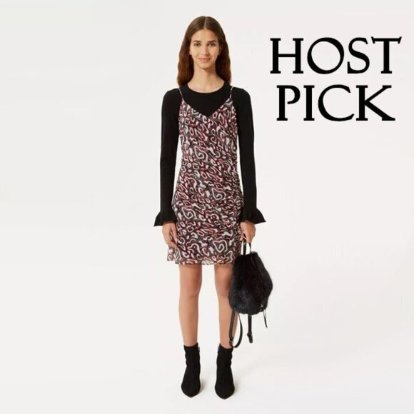 NWT Rebecca Minkoff patterned shirred mini dress - Picture 1 of 11